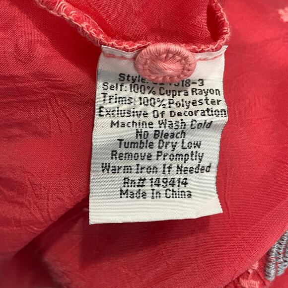 Johny Was Mikones Tunic Top Coral Floral Embroidered Size XL - Picture 7 of 10